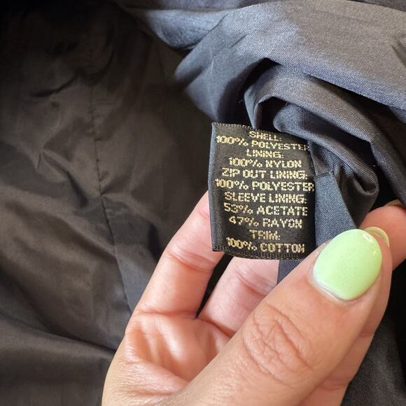 VTG Forecaster of Boston Suede Collared Trench Coat Lined Black Womens Sz 15/16 - Picture 6 of 7